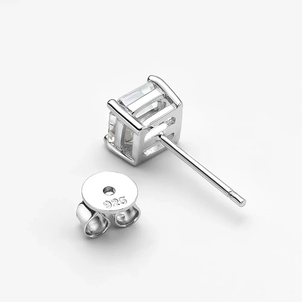 Boucles d’oreilles rectangle effet diamant – Style soigné pour homme