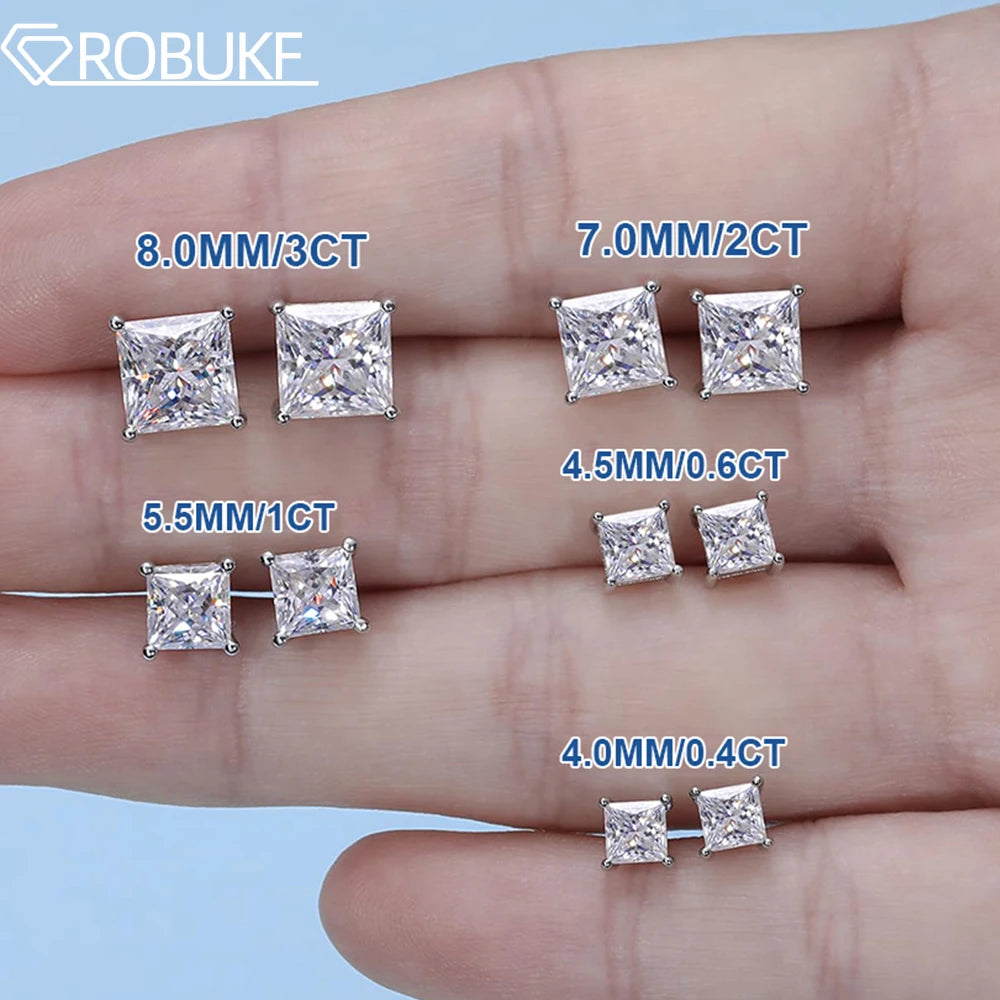 Boucles d’oreilles rectangle effet diamant – Style soigné pour homme