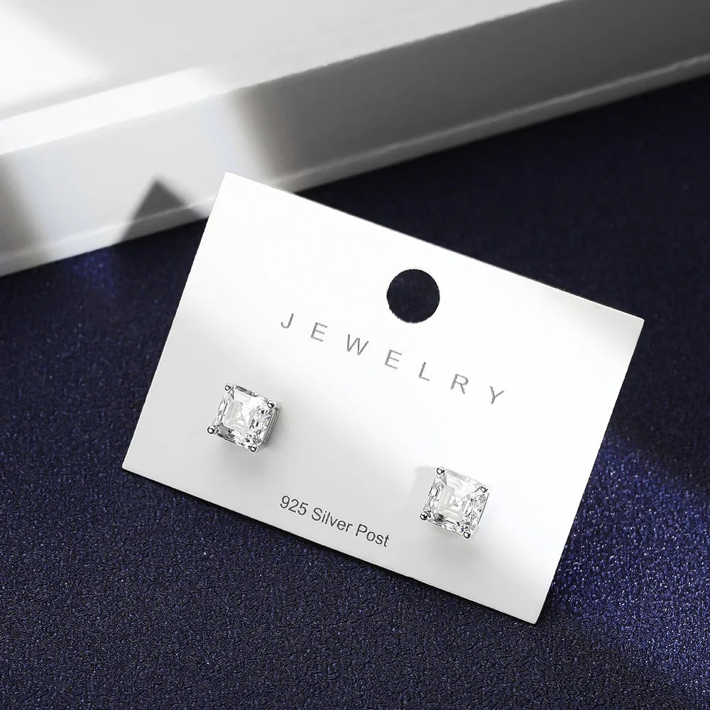 Boucles d’oreilles rectangle effet diamant – Style soigné pour homme
