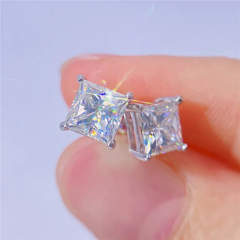 Boucles d’oreilles rectangle effet diamant – Style soigné pour homme
